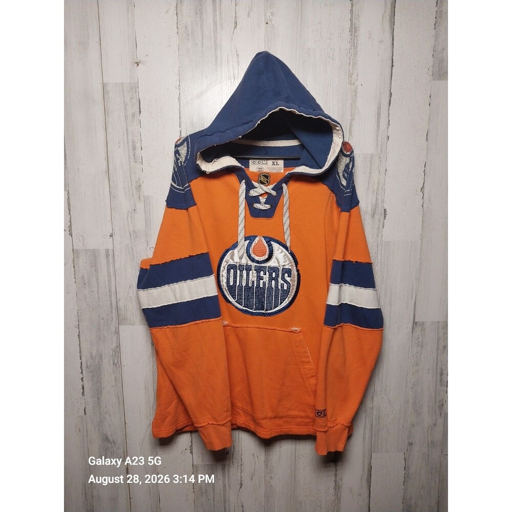 Edmonton Oilers CCM Athletic Equipment Pro Ok’d Hoodie Men’s Size XL NHL Vintage